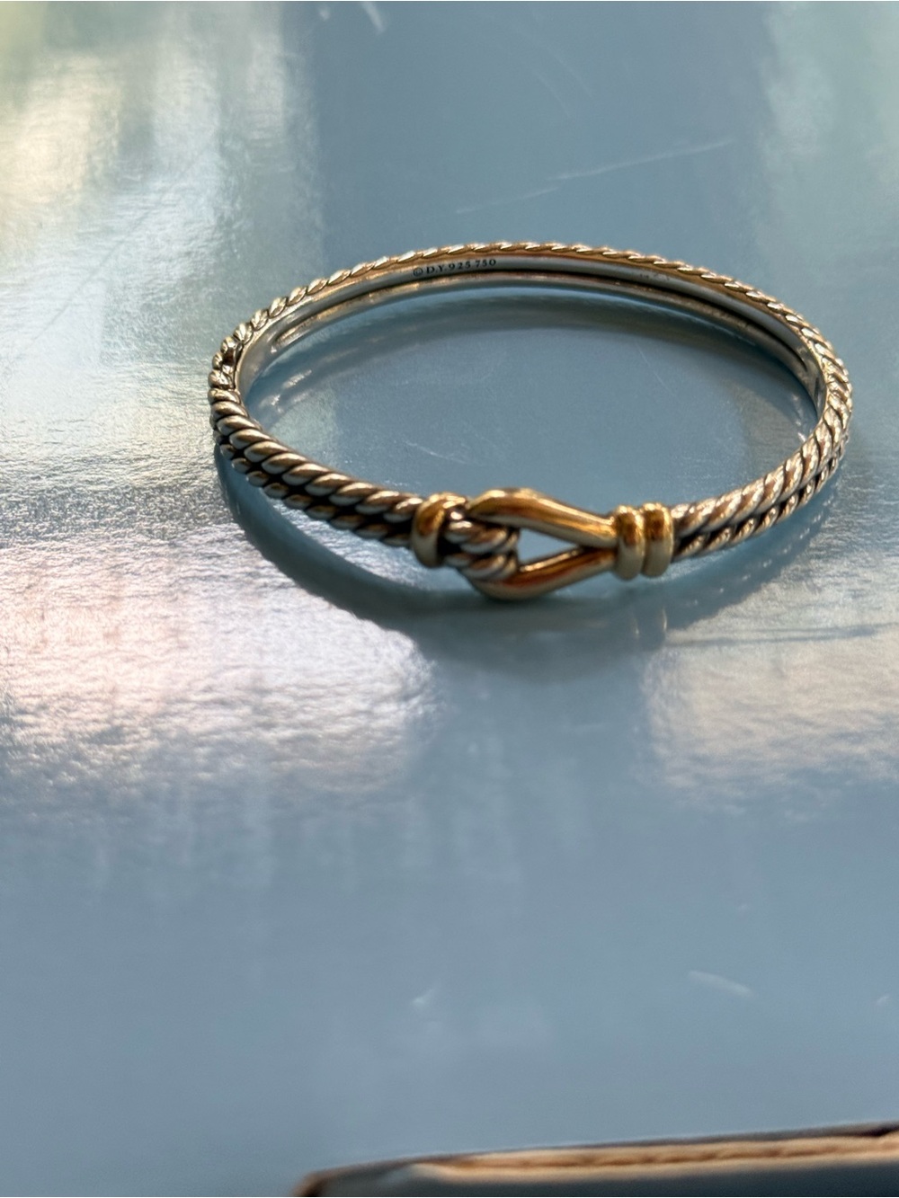 David Yurman 18k Gold , Sterling Silver Thoroughbred Cable hinged bracelet. EUC - Picture 5 of 16